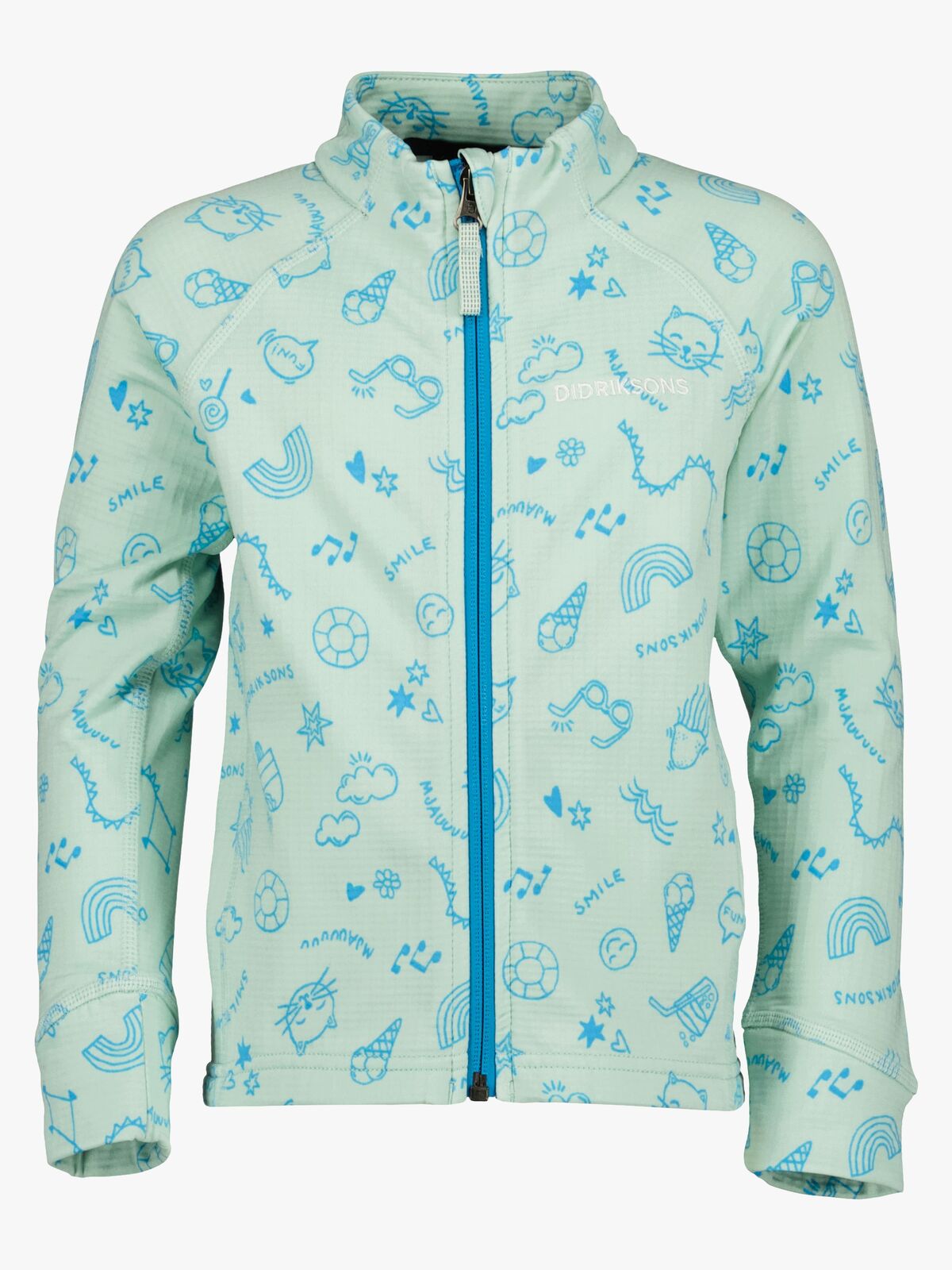 Didriksons Jadis Genser med Glidelås, Doodle Pale Mint