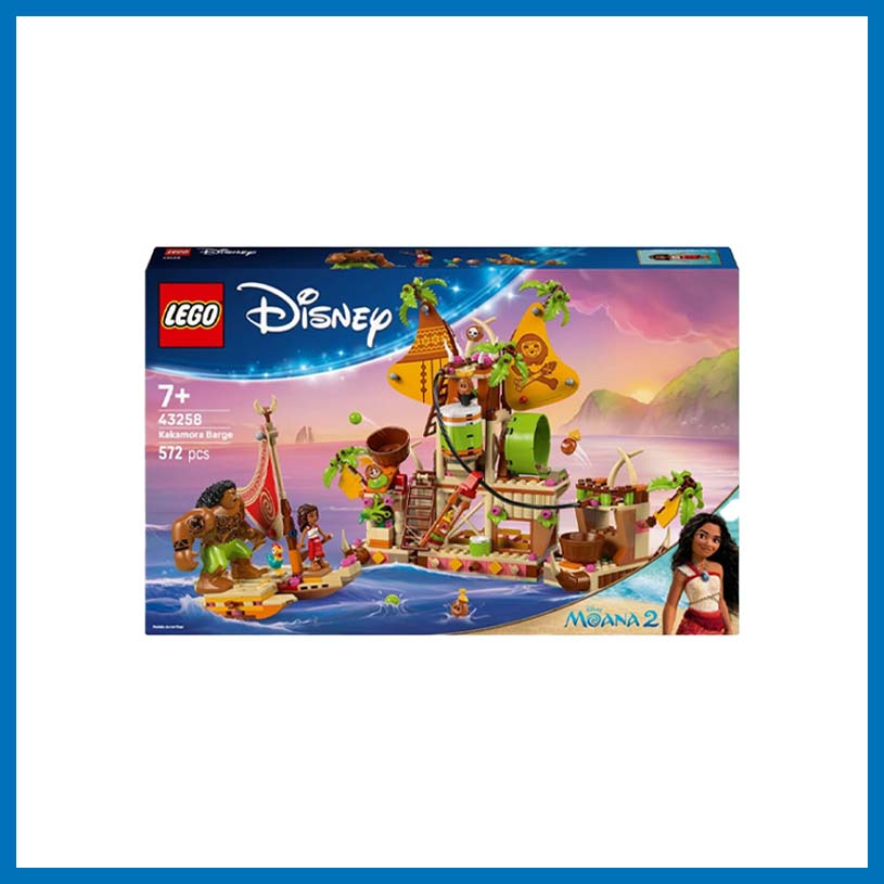 LEGO Disney Kakamora Barge med Moana og Maui, 572 deler, tekst: '7+', '43258', '572 pcs'