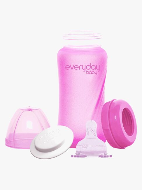 Everyday Baby Varmeindikerende Tåteflaske Glass 240 ml, Cerise