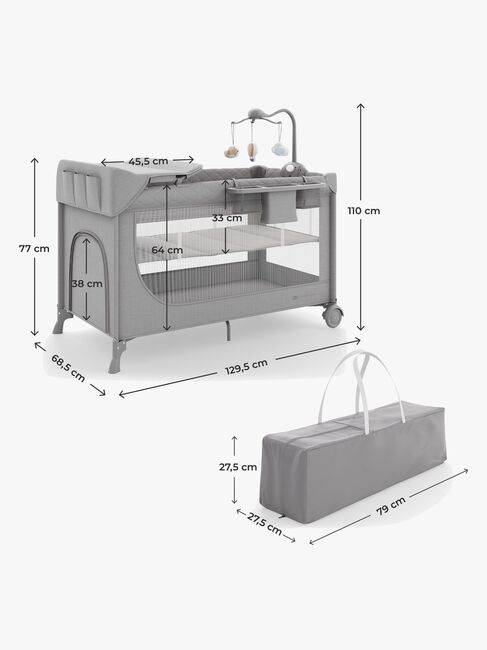 Kinderkraft LEODY UP Reiseseng med Tilbehør, Grey