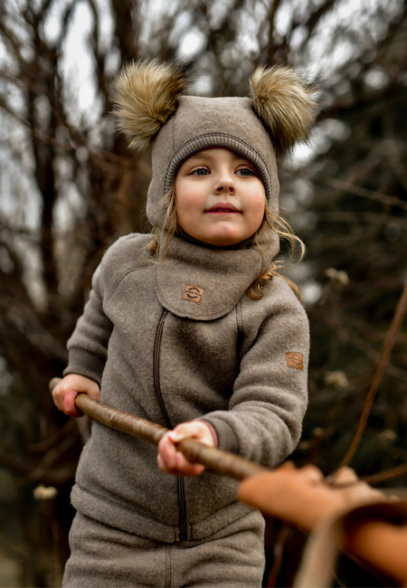 Mikk-Line Balaklava Merinoull med Dusker, Melange Denver