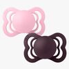 BIBS Supreme Smokk 2-Pakk Silikon Str. 1 Symmetrisk, Baby Pink/Plum