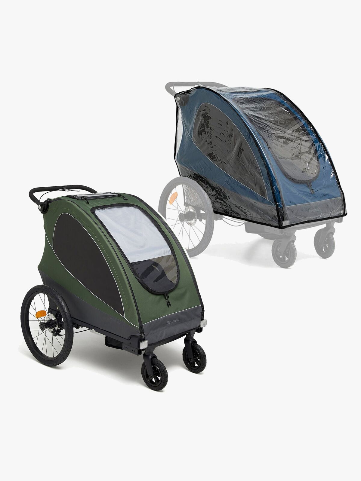 Beemoo Sporty Trail Sykkelvogn inkl. Regntrekk, Green