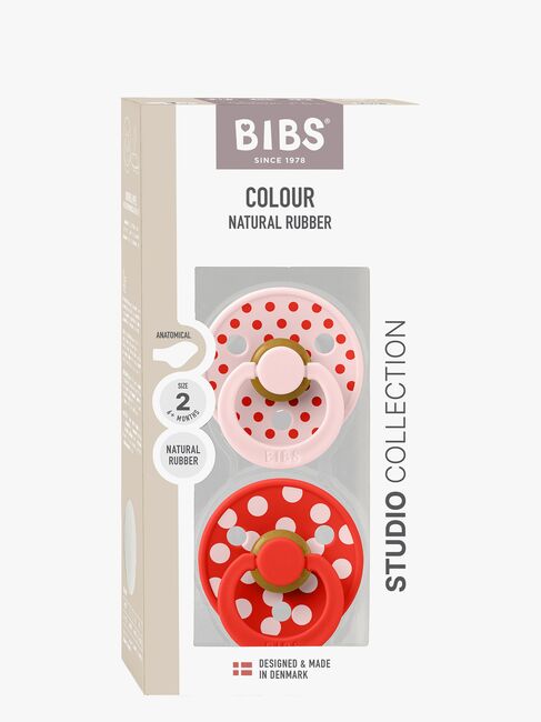 BIBS Studio Colour Polka Smokk 2-Pakk Latex Str 2 Anatomisk, Blossom/Candy Apple