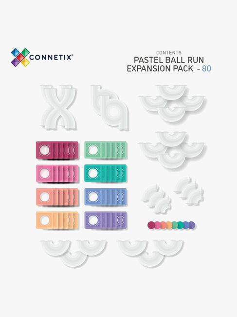 Connetix Magnetiske Byggeklosser Kulebane Pastel Utvidelsessett 80 Deler