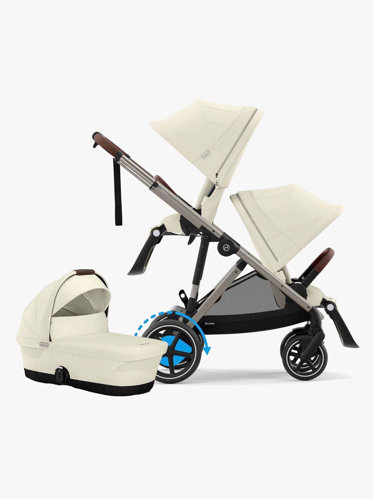 Cybex e-Gazelle S Søskenvogn inkl. Liggedel, Seashelle Beige/Taupe