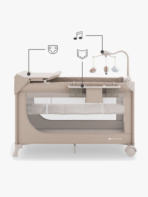 Kinderkraft LEODY UP Reiseseng med Tilbehør, Beige