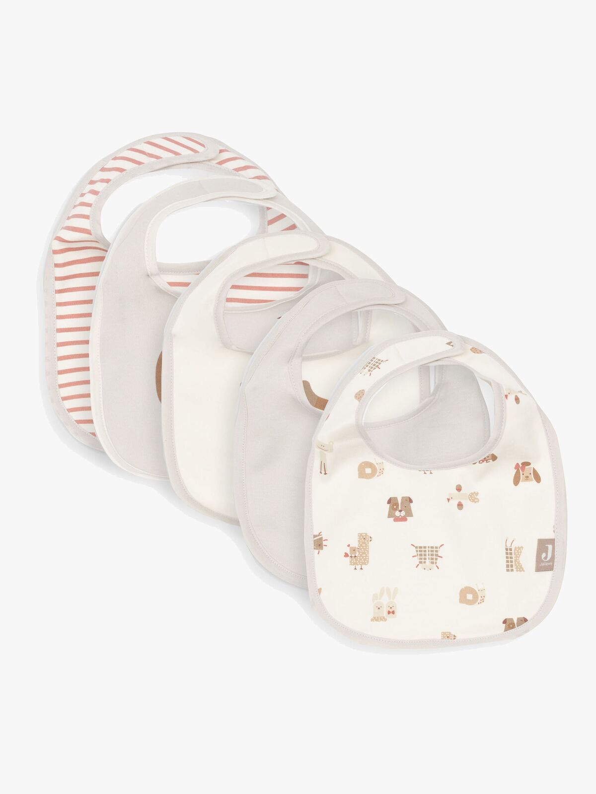 Jollein Bandana Tøysmekke Vanntett 5-Pakk, Animal Friends