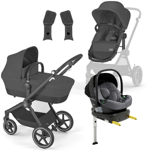 Cybex EOS Lux Duovogn inkl. Beemoo Route Babybilstol & Base, Moon Black/Mineral Grey