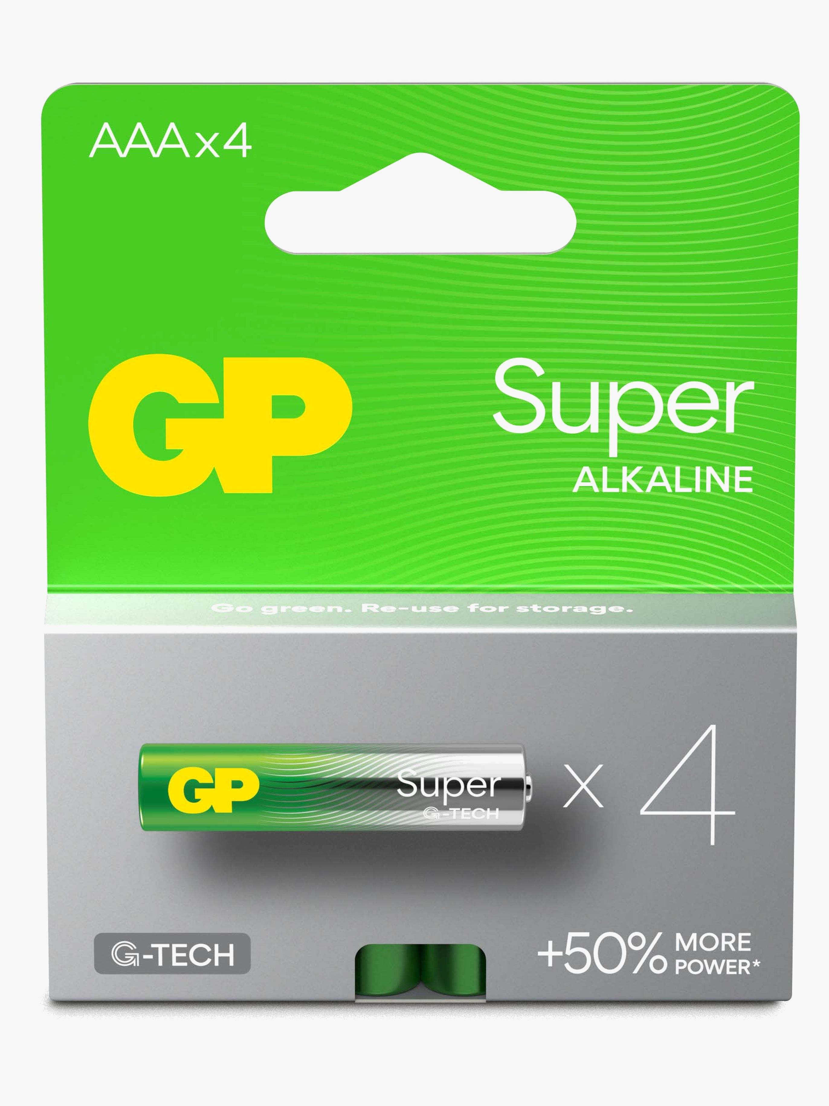 GP Super Alkaline G-TECH AAA/LR03 Batterier 4-Pack - Tilbehør - Metall