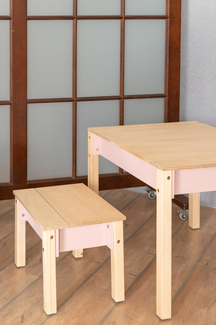 Family-scl Smart Oppbevaring Bord med Stol, Rosa