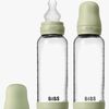 BIBS Medium Flow Glass Tåteflaske Silikon 2-Pakk 240 ml, Sage