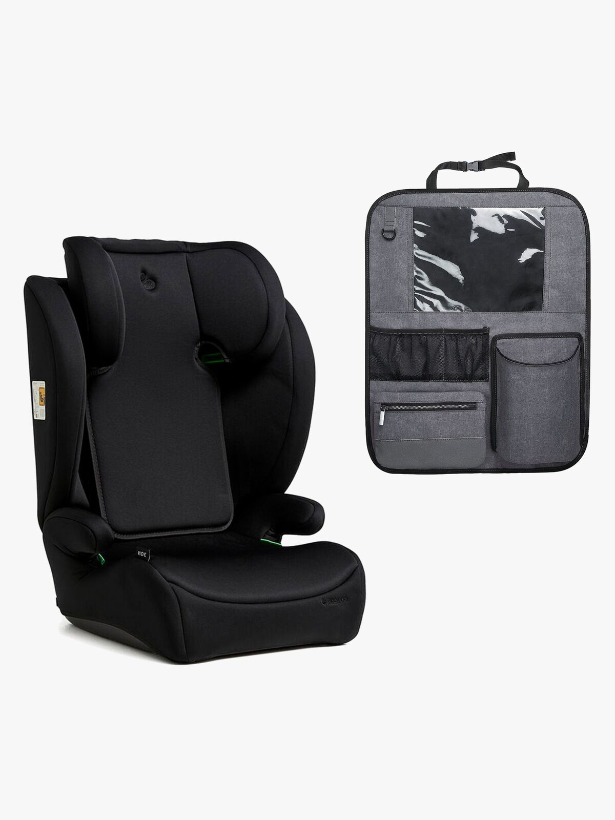 Beemoo Ride i-Size Beltestol inkl. Beemoo Deluxe Sparketrekk med Oppbevaring, Black Stone