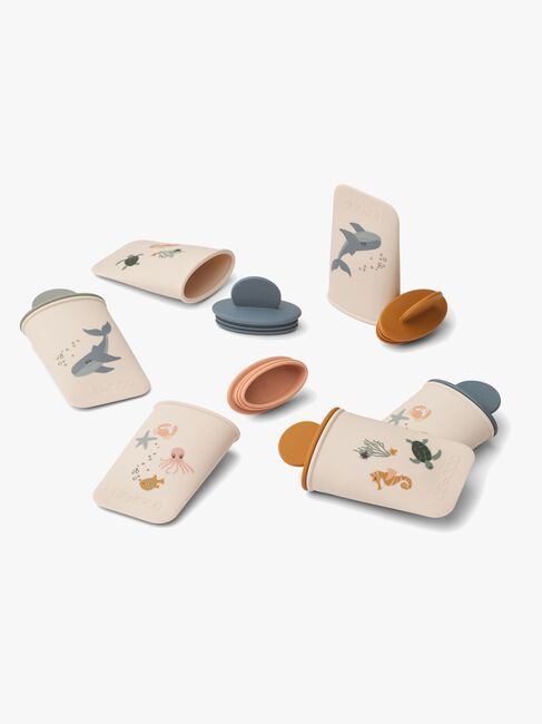 LIEWOOD Malik Mønstret Mini Isform 6-Pakk, Sea Creature/Sandy