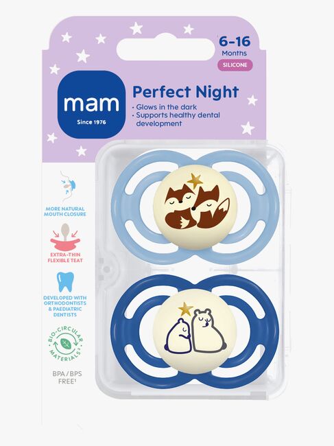 MAM Perfect Night Smokk Silikon 2-Pakk 6-16m, Blå