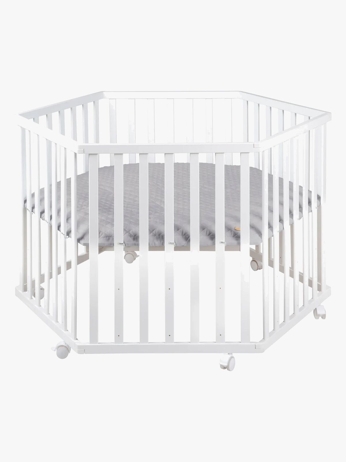 Roba Style Hexagon Lekegrind med Hjul, White & Grey