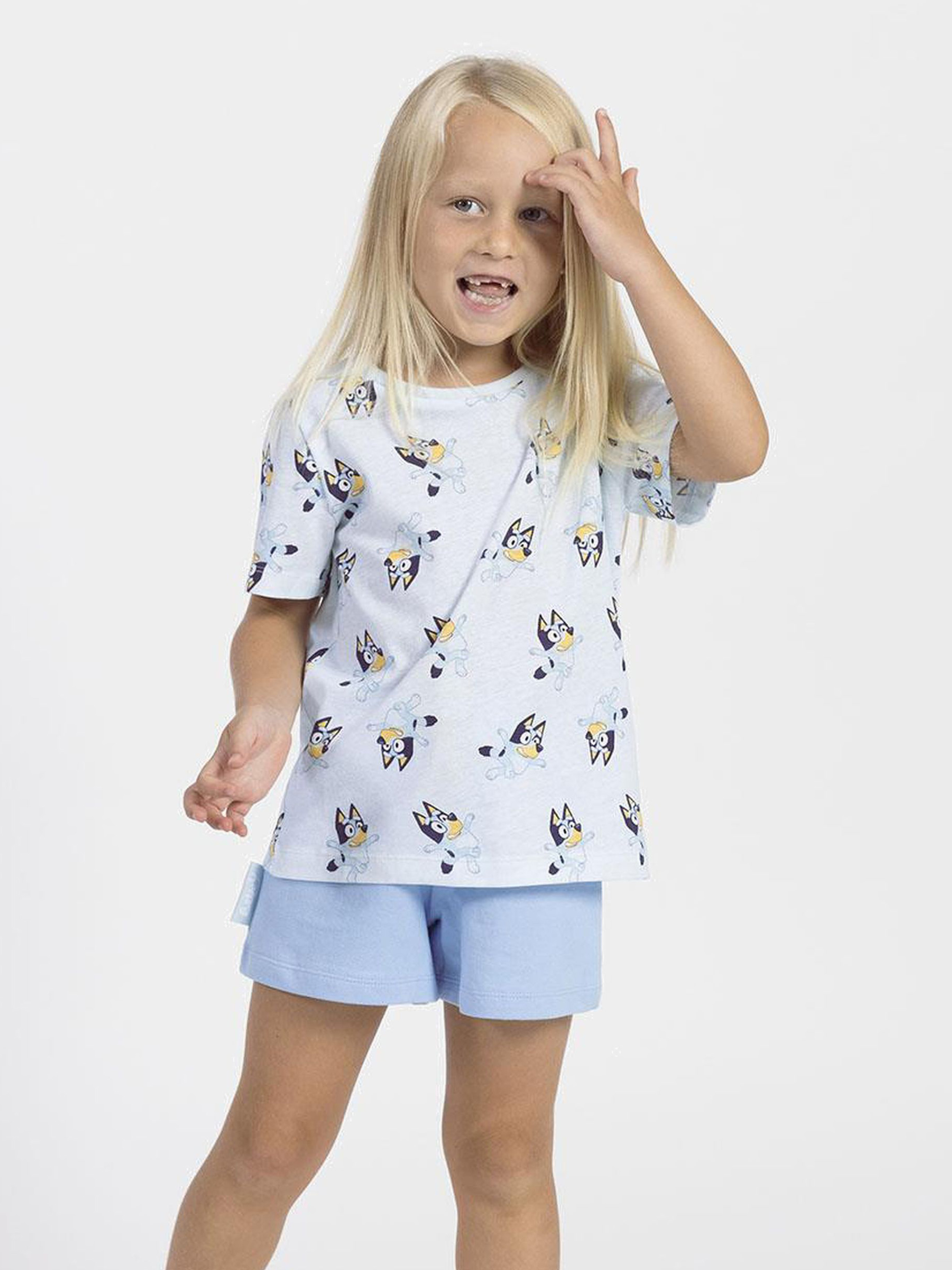 Bluey T-skjorte & Shorts, Lyseblå, 110-116 - Kles & Gavesett - Bomull