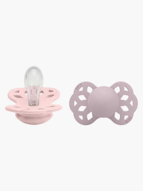 BIBS Infinity Smokker 2-pack Silikon Str 1 Symmetrisk, Blossom/Dusky Lilac