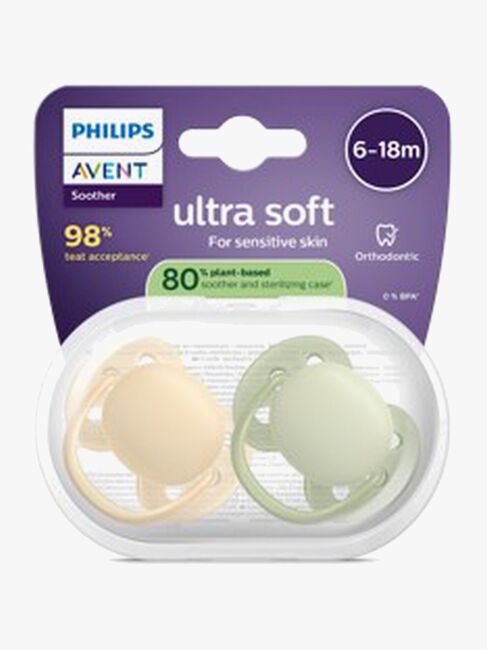 Philips Avent Ultra Soft-smokk 6-18 m, 2-pakning, beige/lysegrønn