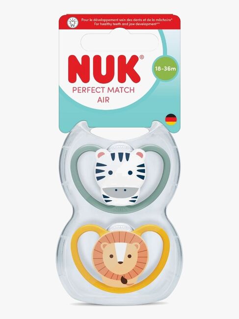 NUK Perfect Match Air Smokk 2-Pakk Str 3, Zebra/Lion