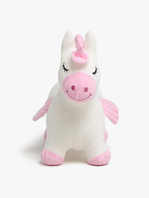 Cloudberry Castle Hoppedyr Enhjørning med Plysjtrekk, Hvit