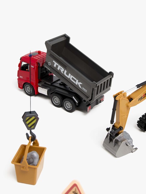 Alex's Garage Lekesett med Radiostyrt Gravemaskin, Lastebil og Manuell Løftekran 42 cm
