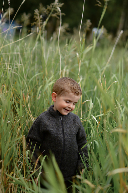 Mikk-Line Fleecejakke Merinoull, Dark Brown Melange