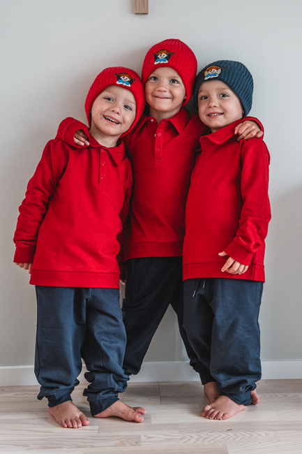 Geggamoja  Strikket Lue Pippi Langstrømpe, Rød