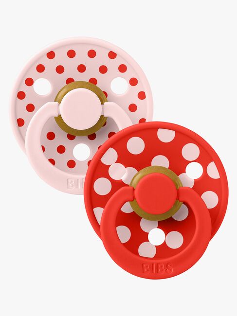 BIBS Studio Colour Polka Smokk 2-Pakk Latex Str 2 Anatomisk, Blossom/Candy Apple