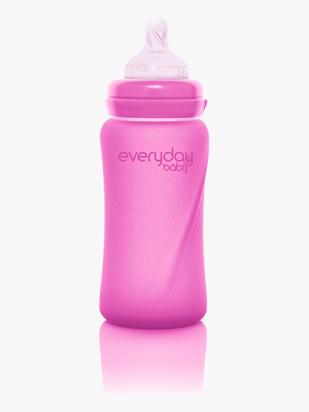 Everyday Baby Varmeindikerende Tåteflaske Glass 240 ml, Cerise