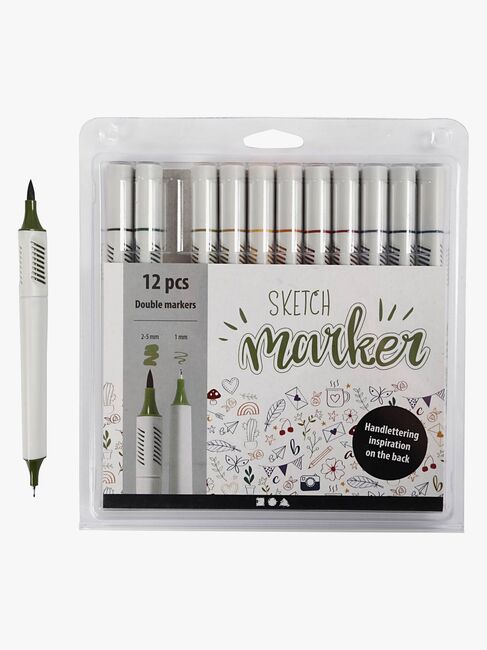 Creativ Company Sketch Marker Tusjer Milde Farger, 12-pack