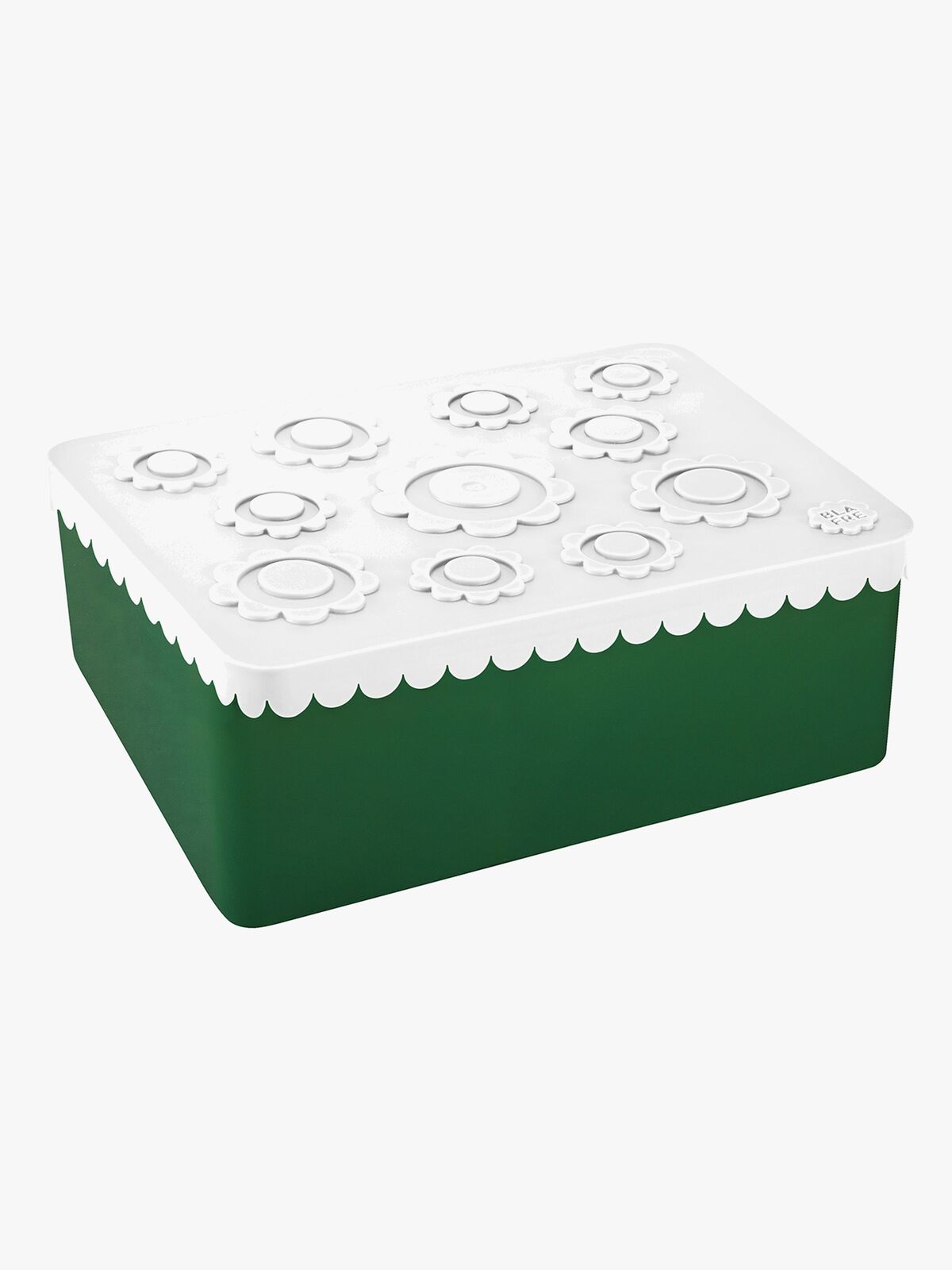 Blafre Matboks med Tre Lommer Blomst, Hvit/Mørkegrønn