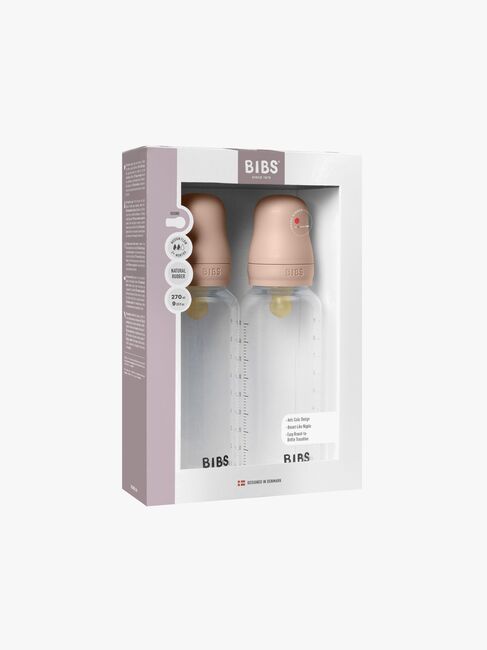 BIBS Medium Flow Tåteflaske Latex 2-Pakk 270 ml, Blush