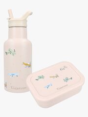 Kidzroom Stainless Steel Vannflaske & Silikon Matboks Small Talk, Beige