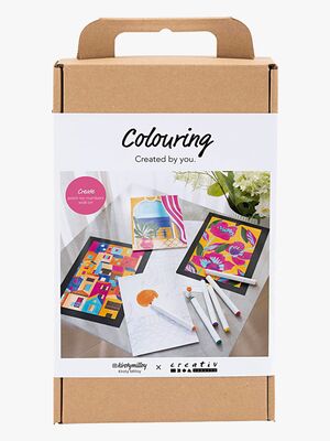 Creativ Company Fargeleggingssett Fargelegging Mal Etter Tall med Tusjer, Rosa