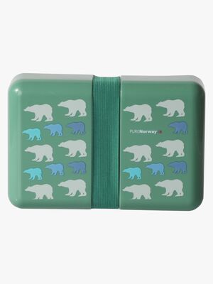 Pure Norway Go Matboks med Gummibånd Isbjørn, Grønn