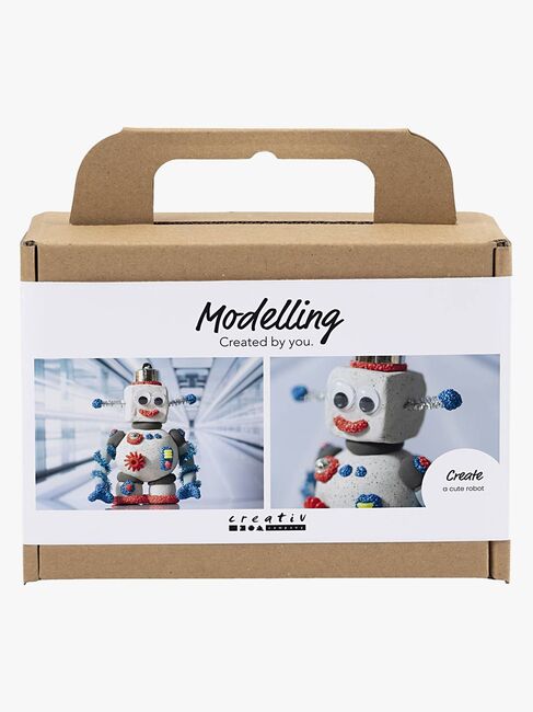 Creativ Company Hobbysett Mini Lufttørkende Leire Robot, Blå/Grå/Rød