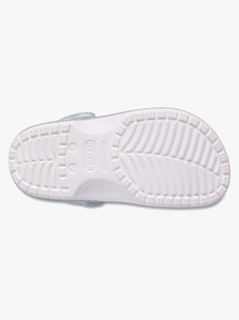 Crocs Classic Iridescent Glitter Kids Sandaler, Hvit