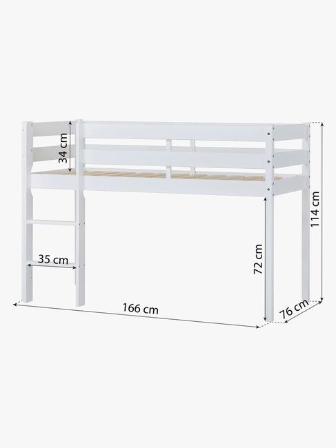 Hoppekids ECO Comfort  Halvhøy Loftseng 70x160, Hvit