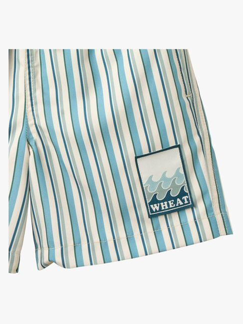 Wheat Hansi Badge Badeshorts, Aqua Stripe