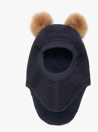 Huttelihut Balaklava Merinoull med Dusker, Dark Navy
