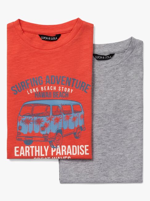 Luca & Lola Riccione T-Shirt 2-pack, Red/Grey Melange
