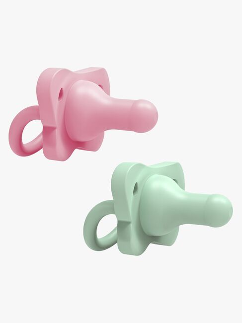Dr. Brown's HappyPaci Smokk 0-6m 2-pack Silikon, Rosa/Grønn
