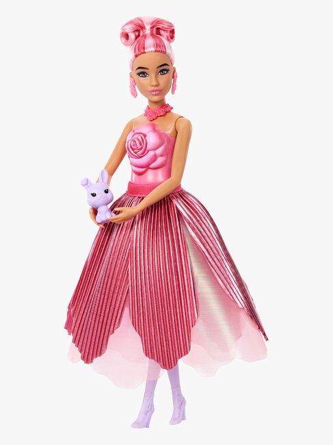 Barbie Petal Pop Flower Surprise Dukke Rose, Rød