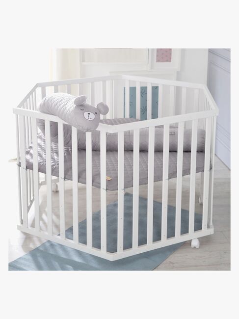 Roba Style Hexagon Lekegrind med Hjul, White & Grey