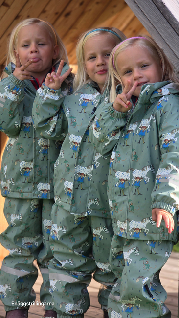 Geggamoja  Fôret Regnsett Pippi Langstrømpe, Grønn