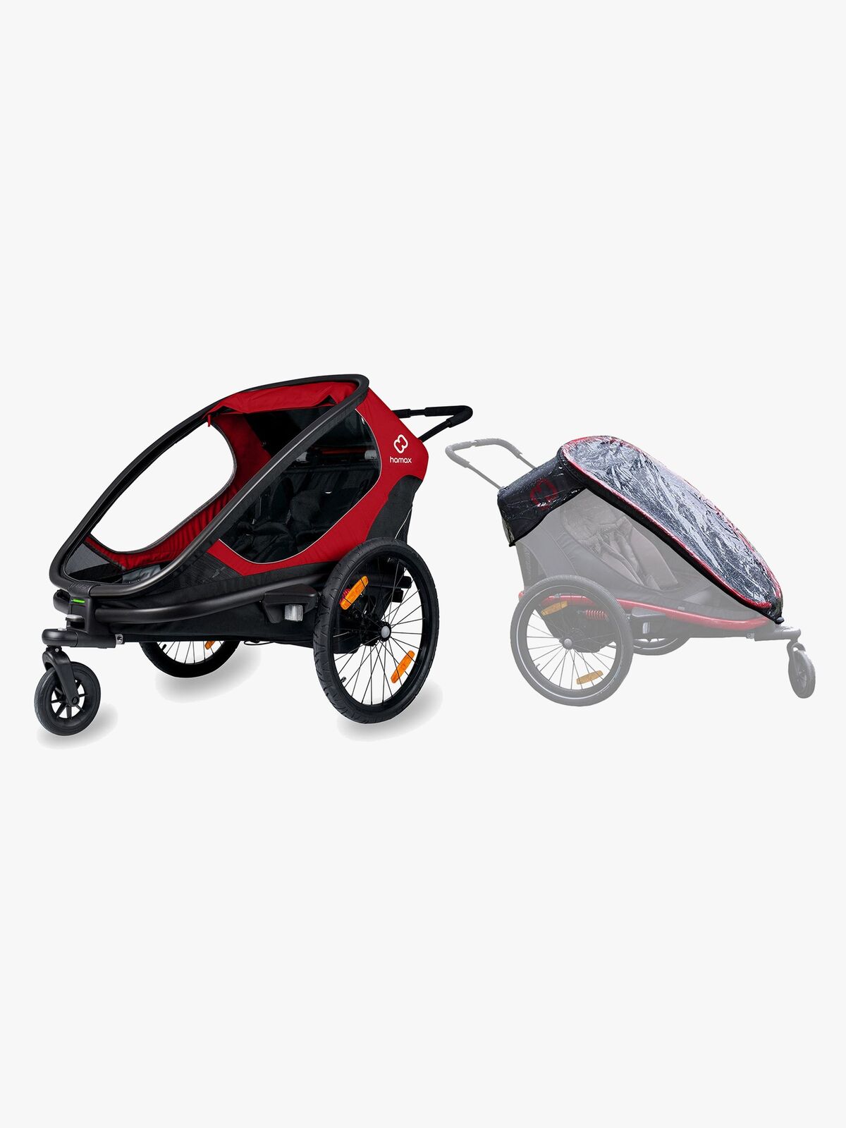 Hamax Outback Sykkelvogn inkl. Regntrekk, Red/Black