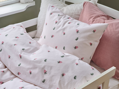 Borganäs Sengesett Sprinkelseng Jordbærdrøm 100x130