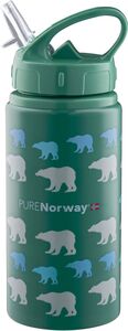 Pure Norway Go Drikkeflaske i Aluminium Isbjørn 500ml, Grønn