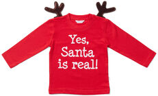 Luca & Lola Baby Langermet T-shirt Santa Is Real Deer, Red